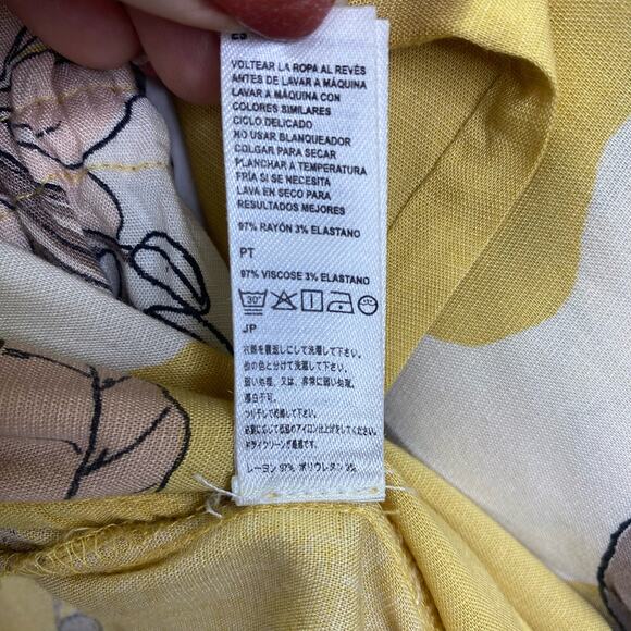 AMUSE SOCIETY Kimono Floral Ginger Womens S Yellow Tie Front Maxi Duster Boho - Picture 12 of 14